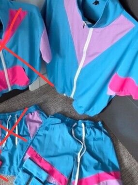 Mens 80s Theme Costume Blue and Pink
